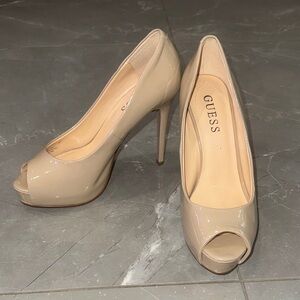 Guess Women's Nude Peep Toe Heels